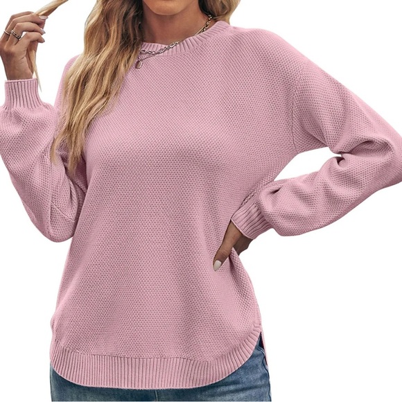 MEROKEETY Sweater Round Neck Waffle Knit Pullover size Medium - Picture 1 of 9